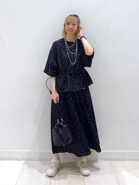 「GLOBAL WORK（グローバルワーク）のAiry Breezeフレアスカート/636606（スカート、その他）」を使った、Miyaさん（レディース・152cm）の春コーディネート
