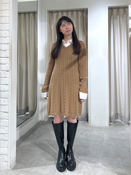 セール】◇レイヤード風ケーブルニットミニワンピース（ワンピース