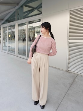 「mystic（ミスティック）のアイテム（スラックス）」を使った、カンダナミさん（レディース・159cm）の秋コーディネート