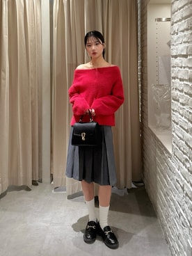 「FREE'S MART（フリーズマート）の◆〈ＭＦＭ〉前後２ＷＡＹオフショルシャギージップカーデ（ニット/セーター）」を使った、mikuさん（レディース・165cm）の秋コーディネート