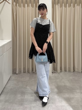 「FREE'S MART（フリーズマート）の◆フレンチロゴプリントＴシャツ（Tシャツ/カットソー、グレー系）」を使った、mikuさん（レディース・165cm）の春コーディネート