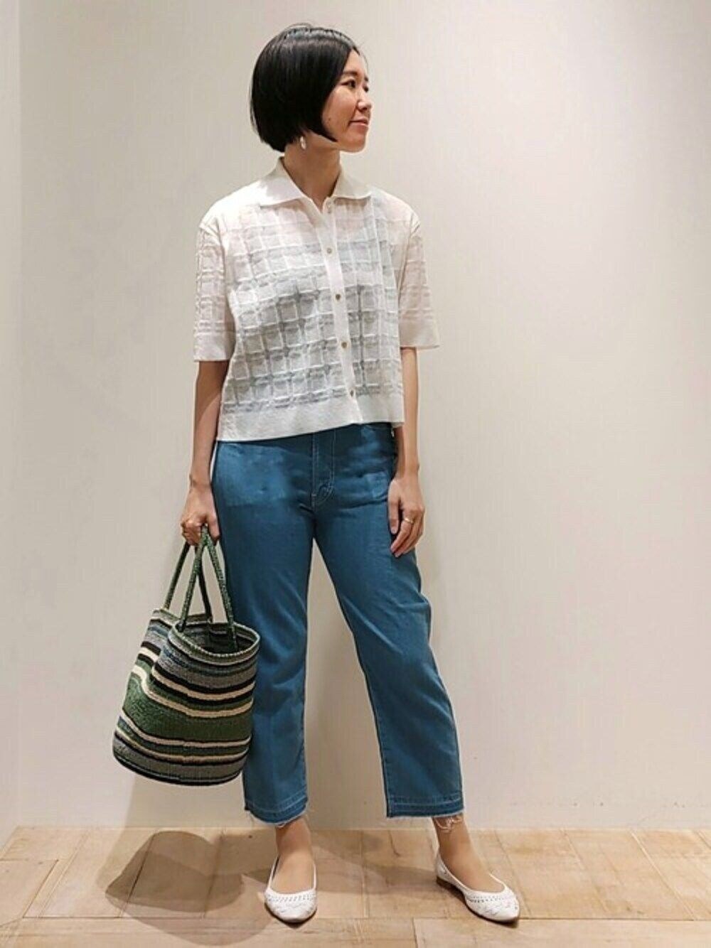 qualite（カリテ）の「【2WAY】チェックシアーニット（ニット/セーター