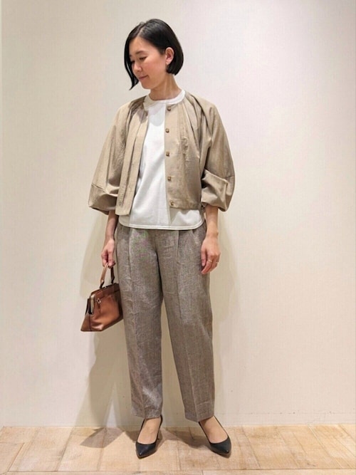 qualite ジャケット ノーカラージャケット エアリーシャツ