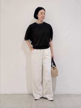 「qualite（カリテ）のバックチェーンチョーカー/2WAY（ネックレス、シルバー系）」を使った、Chieさん（レディース・164cm）の夏コーディネート