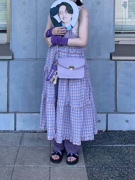 「アイテム（扇子/うちわ）」を使った、omochiさん（レディース・166cm）の夏コーディネート