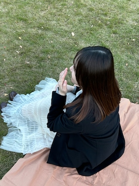 「チュールスカート」｜「アイテム（テーラードジャケット）」を使った、omochiさん（レディース・166cm）の秋コーディネート