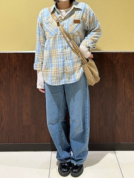 「ネルシャツ」｜omochiさん（レディース・166cm）の春コーディネート