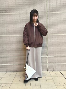 「URBAN RESEARCH Sonny Label（アーバンリサーチサニーレーベル）のアイテム（MA-1）」を使った、Ikumiさん（レディース・157cm）の冬コーディネート