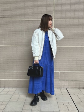 「URBAN RESEARCH Sonny Label（アーバンリサーチサニーレーベル）のアイテム（MA-1）」を使った、Ikumiさん（レディース・157cm）の冬コーディネート