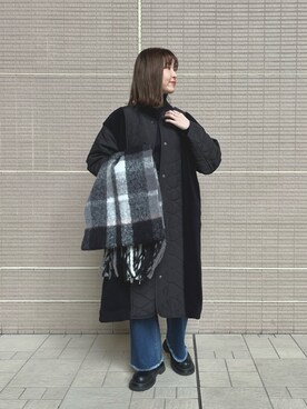 「大判ストール」｜「アイテム（その他アウター）」を使った、Ikumiさん（レディース・157cm）の冬コーディネート