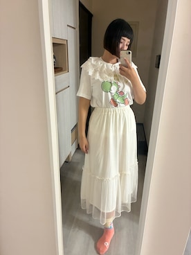 「アイテム（付け襟）」を使った、美田さん（レディース・167cm）の夏コーディネート
