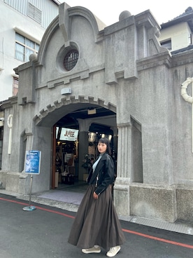 「アイテム（ブルゾン）」を使った、美田さん（レディース・167cm）の冬コーディネート