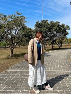 「MEIER.Q（マイヤーキュー）のアイテム（ジャケット/アウター）」を使った、美田さん（レディース・167cm）の冬コーディネート