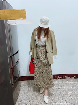 「西裝外套」｜「アイテム（スリッポン）」を使った、美田さん（レディース・167cm）の秋コーディネート