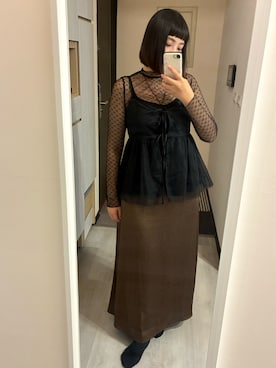 「アイテム（キャミソール）」を使った、美田さん（レディース・167cm）の秋コーディネート