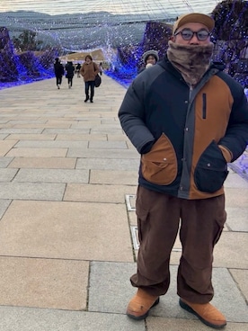 「gym master（ジムマスター）のアイテム」を使った、ザキさんさん（メンズ・165cm）の冬コーディネート