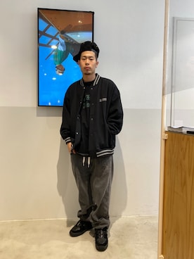 「XLARGE（エクストララージ）のアイテム（スタジャン）」を使った、山口 聖矢さん（メンズ・175cm）の秋コーディネート