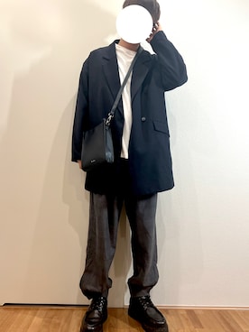「HARE（ハレ）のアイテム（チェスターコート）」を使った、ゆうさん（メンズ・175cm）の冬コーディネート