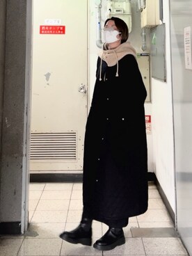「Libra Cue（リブラ キュー）のアイテム（ノーカラーコート）」を使った、にゃしさん（レディース・167cm）の冬コーディネート