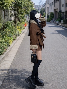 「Darich（ダーリッチ）のアイテム（ローファー、ブラック系）」を使った、ゆきさん（レディース・159cm）の春コーディネート