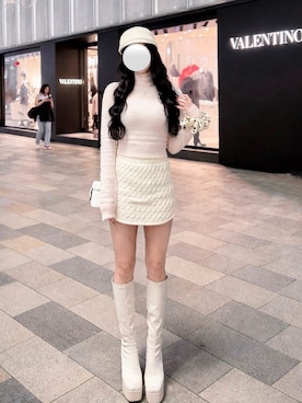 「GRL（グレイル）のアイテム（帽子）」を使った、ゆきさん（レディース・159cm）の春コーディネート