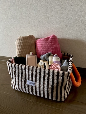 「SAHIR（サヒール）の【SAHIR サヒール】Fabric basket　L（収納グッズ、ホワイト系）」を使った、KUUKOさん（レディース・164cm）の夏コーディネート