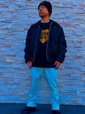 「アイテム（ニットキャップ/ビーニー）」を使った、KENTAさん（メンズ・159cm・30代）の秋コーディネート