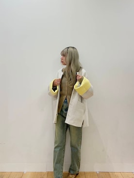 「アイテム（ノーカラーコート）」を使った、nahoさん（レディース・150cm）の秋コーディネート