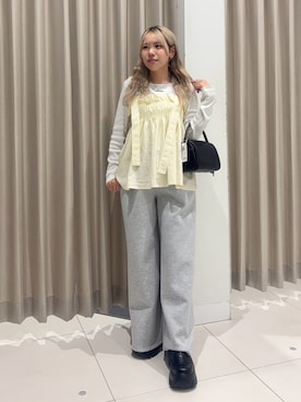 「SENSE OF PLACE by URBAN RESEARCH(センスオブプレイスバイアーバンリサーチ)のダブルストラップカップツキキャミソール(キャミソール、ホワイト系)」を使った、nahoさん(レディース・150cm)の春コーディネート