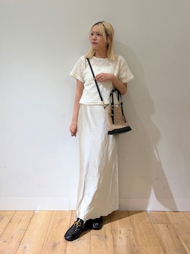 「RODE SKO(ロデスコ)のメッシュ2WAYバッグ(ショルダーバッグ、ブラック系)」を使った、nahoさん(レディース・150cm)の春コーディネート