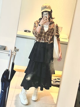 「アイテム（スカート）」を使った、ユンリコさん（レディース・160cm・10代）の秋コーディネート