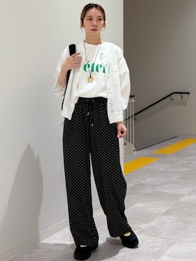 「ドットパンツ」｜松原さん（レディース・153cm）の春コーディネート