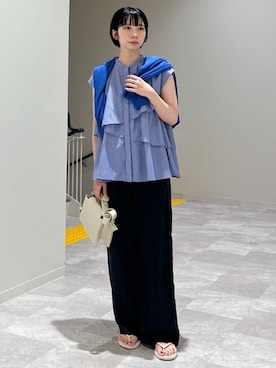 「SHIPS Colors（シップス カラーズ）のアイテム（ショルダーバッグ）」を使った、松原さん（レディース・153cm）の夏コーディネート