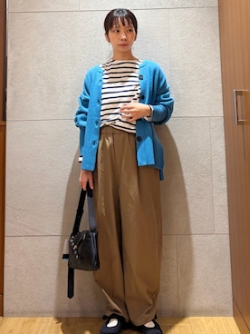 「アイテム（その他パンツ、イエロー系）」を使った、松原さん（レディース・153cm）の秋コーディネート
