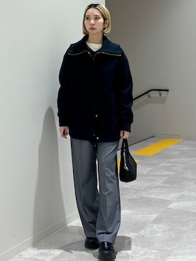 「アイテム（その他アウター、ブルー系）」を使った、松原さん（レディース・153cm）の秋コーディネート