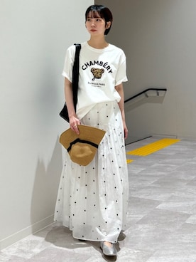 「アイテム（スカート）」を使った、松原さん（レディース・153cm）の夏コーディネート