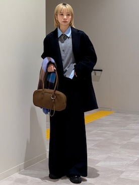 「アイテム（チェスターコート）」を使った、松原さん（レディース・153cm）の秋コーディネート