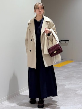 「アイテム（ピーコート）」を使った、松原さん（レディース・153cm）の冬コーディネート