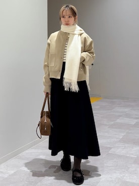 「アイテム（ストール/ショール）」を使った、松原さん（レディース・153cm）の冬コーディネート