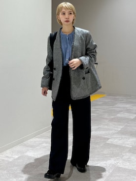 「アイテム（スリッポン）」を使った、松原さん（レディース・153cm）の秋コーディネート