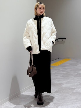 「SHIPS」｜「アイテム（ワンピース/ドレス）」を使った、松原さん（レディース・153cm）の冬コーディネート