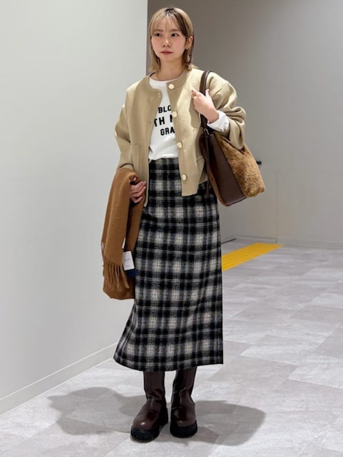 セール】SHIPS Colors:起毛 チェック タイトスカート◇（スカート