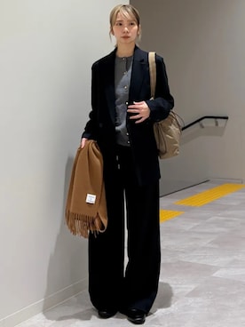 「アイテム（テーラードジャケット）」を使った、松原さん（レディース・153cm）の冬コーディネート