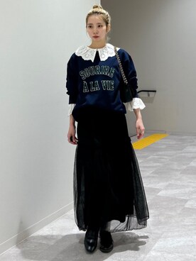 「SHIPS Colors（シップス カラーズ）のアイテム（スウェット）」を使った、松原さん（レディース・153cm）の秋コーディネート