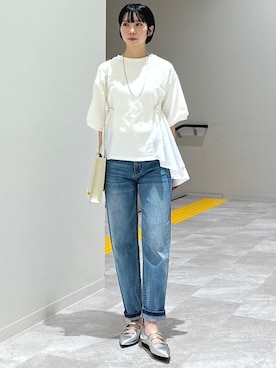 「SHIPS Colors（シップス カラーズ）のアイテム（ネックレス）」を使った、松原さん（レディース・153cm）の夏コーディネート