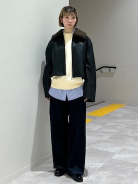 「アイテム（ローファー）」を使った、松原さん（レディース・153cm）の冬コーディネート