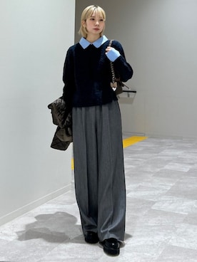 「アイテム（ブローチ/コサージュ）」を使った、松原さん（レディース・153cm）の秋コーディネート