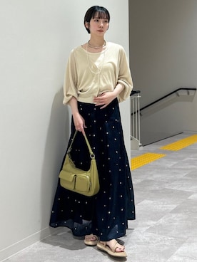 「ドットスカート」｜松原さん（レディース・153cm）の夏コーディネート
