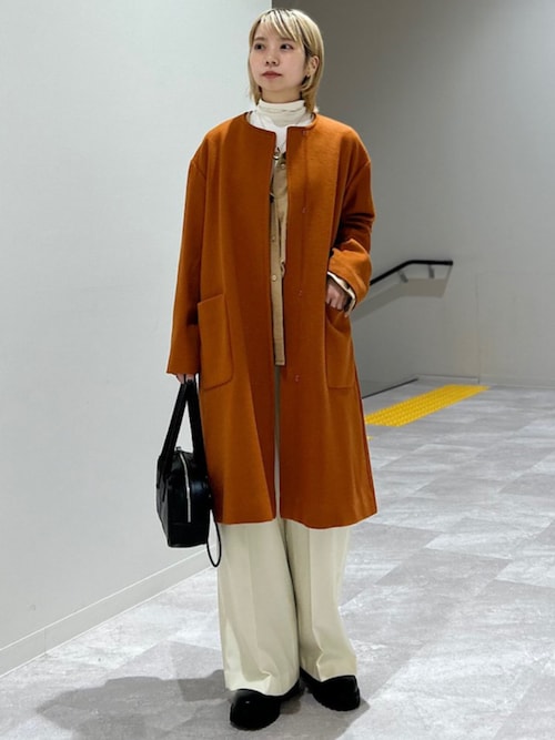 SHIPS Colors:SUPER100 ウール ノーカラー コート◇（ノーカラーコート