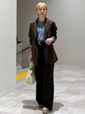 「SHIPS（シップス）のアイテム（トートバッグ）」を使った、松原さん（レディース・153cm）の秋コーディネート